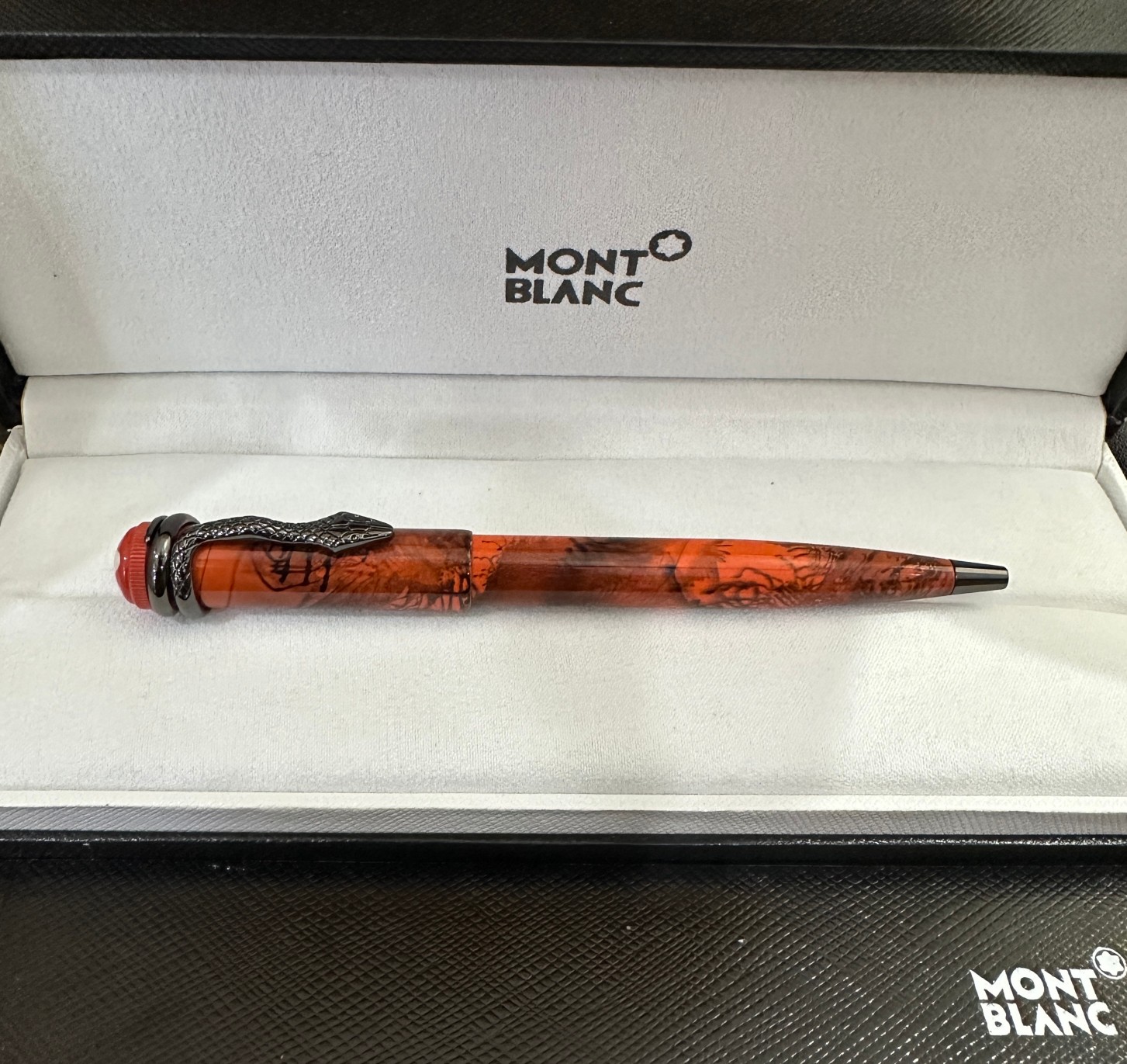AAA Copy Mont Blanc Pens Snake Clip Dark Red Ballpoint Pen
